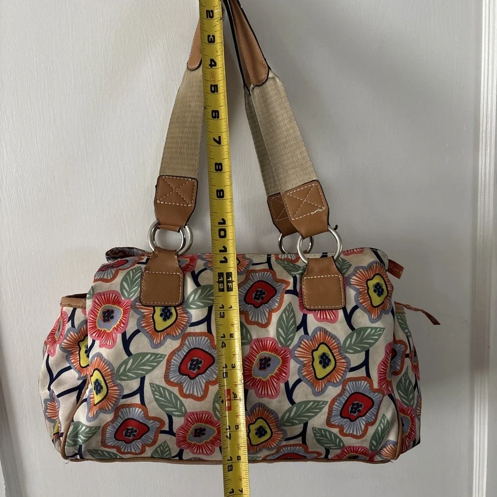 Lily Bloom Canvas Top Handle Bag Purse Floral Colorful Spring